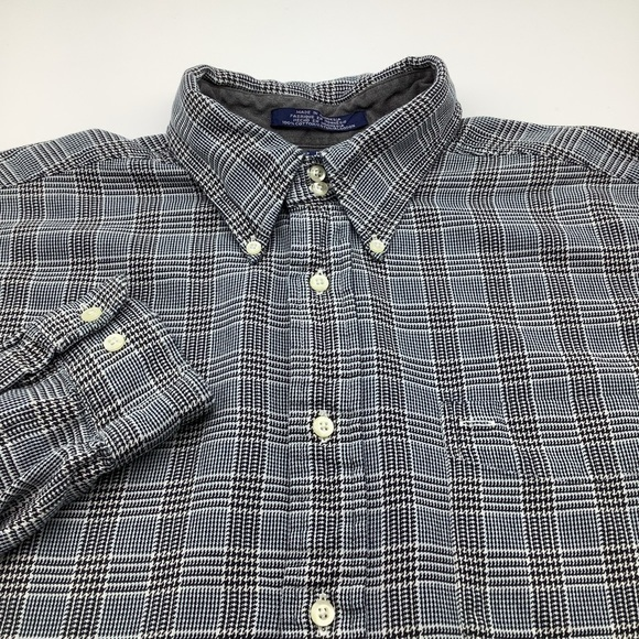 Tommy Hilfiger Other - Tommy Hilfiger Mens Long Sleeve‎ Button Up Black & Blue Checkered Shirt Sz L.